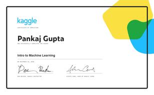 Intro to Machine Learning (https://www.kaggle.com/learn/certification/pnkjgpt/intro-to-machine-learning)